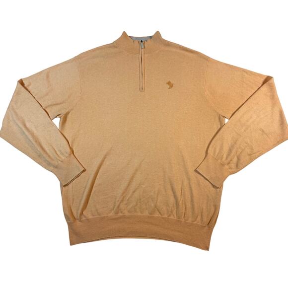 Peter Millar Cotton Cashmere 1/4 Zip Sweater Boot Ranch TX Golf Club Logo Men Lg - Picture 1 of 5